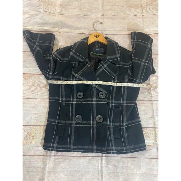 Banana Republic Women's Wool Blend Plaid Crop Short Sleeve Coat - Small - Picture 8 of 16